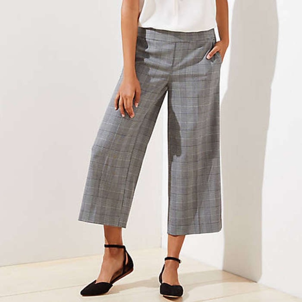 LOFT Plaid Wide Leg Pants